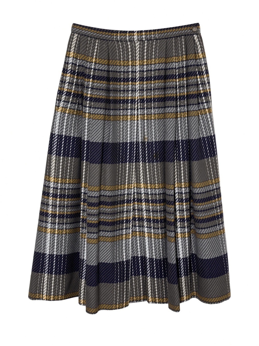 Vintage Jaeger London 100% Wool Plaid Pleated Midi Skirt | Made in Great Britain